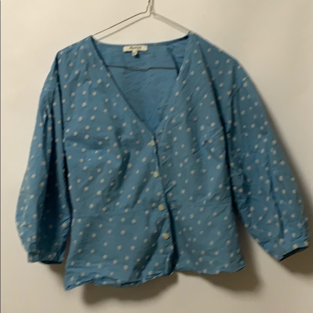 MADEWELL POLKA DOT BLOUSE BIG SLEEVE SIZE 4